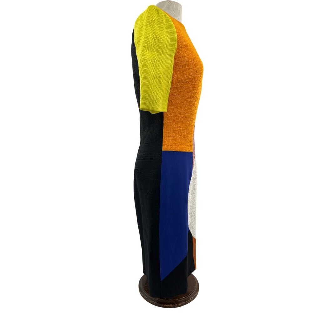 Roksanda Ilincic Color Block Midi Dress Size 10 Multicolored Half Sleeve Back Zi - Picture 4 of 10